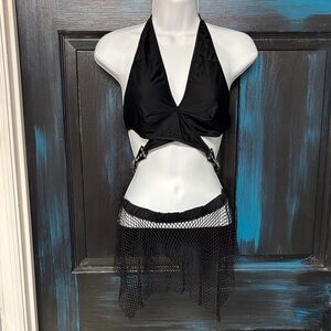 Black Halter Mesh skirt